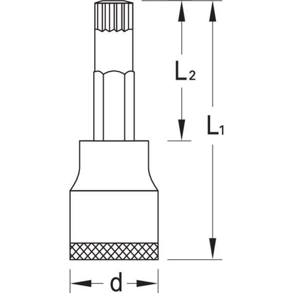 Gedore Screwdriver Bit Socket, 1/2", Long Xzn M12 INX 19 L 12-100